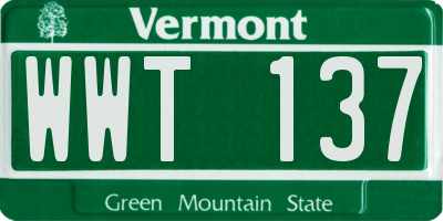 VT license plate WWT137