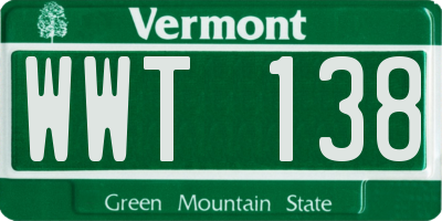 VT license plate WWT138