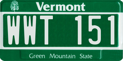 VT license plate WWT151