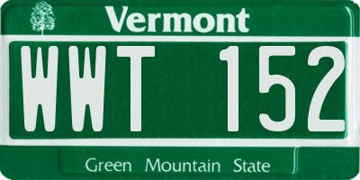 VT license plate WWT152