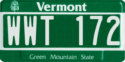 VT license plate WWT172