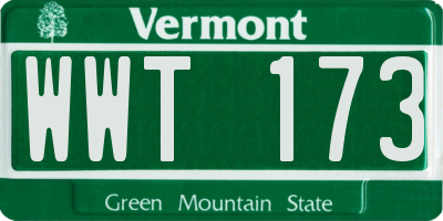 VT license plate WWT173