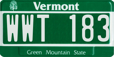 VT license plate WWT183