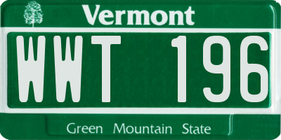 VT license plate WWT196