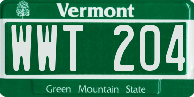 VT license plate WWT204