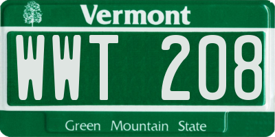 VT license plate WWT208