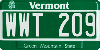 VT license plate WWT209