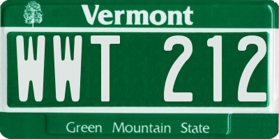VT license plate WWT212