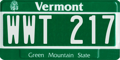VT license plate WWT217