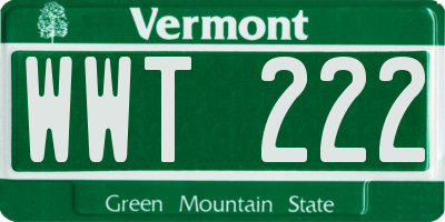 VT license plate WWT222