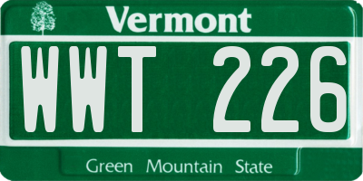 VT license plate WWT226