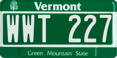 VT license plate WWT227