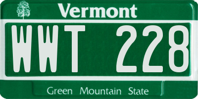VT license plate WWT228