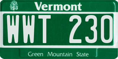 VT license plate WWT230
