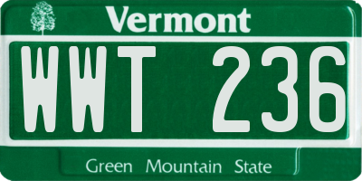 VT license plate WWT236