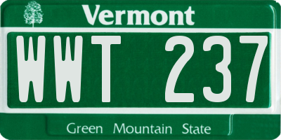 VT license plate WWT237
