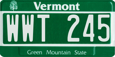 VT license plate WWT245