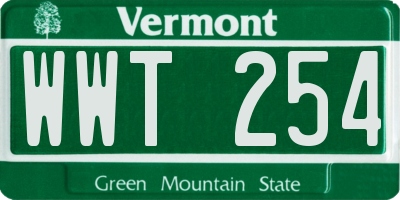 VT license plate WWT254