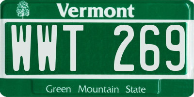 VT license plate WWT269