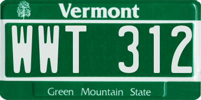 VT license plate WWT312