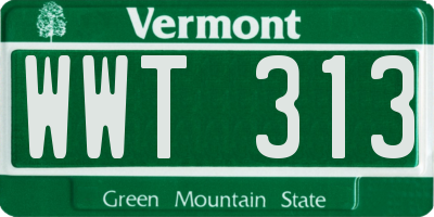 VT license plate WWT313