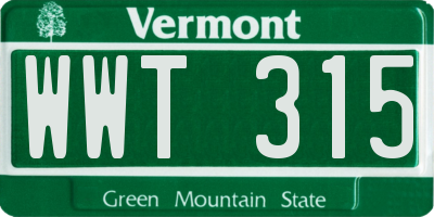 VT license plate WWT315