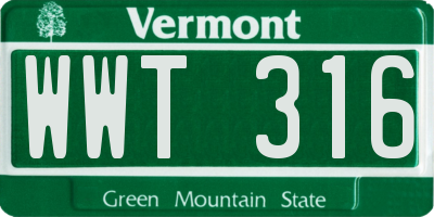 VT license plate WWT316