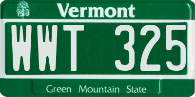 VT license plate WWT325