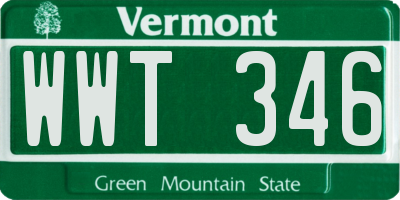 VT license plate WWT346