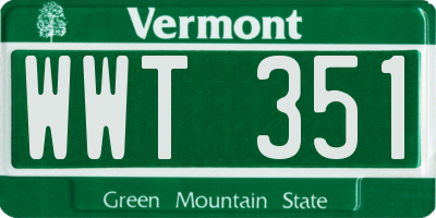 VT license plate WWT351