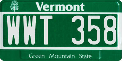 VT license plate WWT358