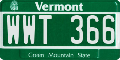 VT license plate WWT366