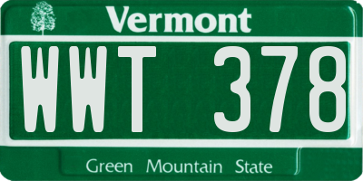 VT license plate WWT378