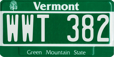 VT license plate WWT382