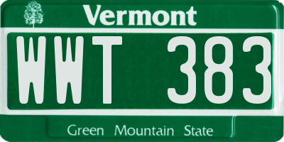 VT license plate WWT383