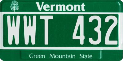 VT license plate WWT432