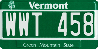 VT license plate WWT458