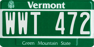 VT license plate WWT472