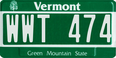 VT license plate WWT474