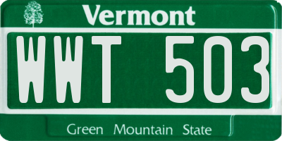 VT license plate WWT503