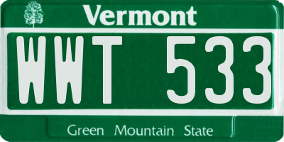 VT license plate WWT533