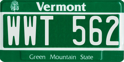 VT license plate WWT562