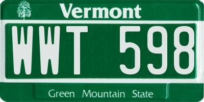 VT license plate WWT598