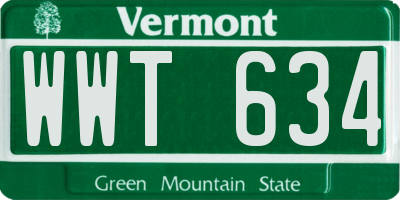 VT license plate WWT634
