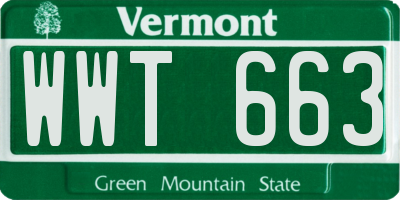 VT license plate WWT663