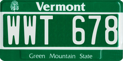 VT license plate WWT678