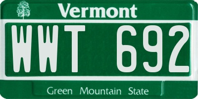 VT license plate WWT692