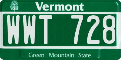 VT license plate WWT728