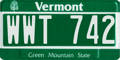 VT license plate WWT742