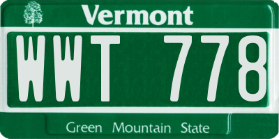 VT license plate WWT778